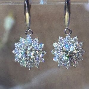 Moissanite One Carat Flower Dangle from slide through lever